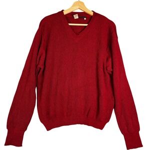 Peruvian Connection Red 100% Alpaca V Neck Long Sleeve Sweater Pullover Size M